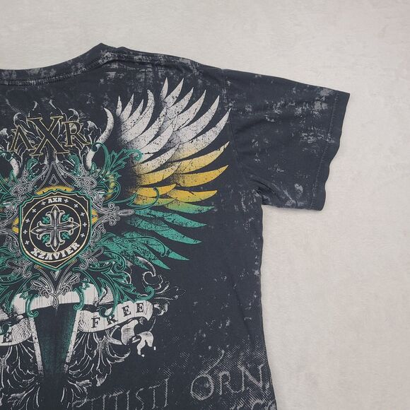 Vintage Xzavier T Shirt Scripts Crosswing Goth Grunge Y2K Shirt Size Large - Picture 12 of 14